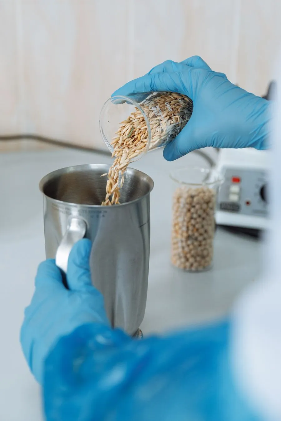 Weighing raw materials in the lab