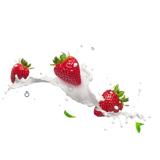 Strawberries in a milk splash